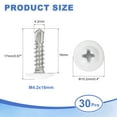 thumbnail image 2 of Uxcell 30 Pcs Vis Autotaraudeuses Blanches M4.2x16mm pour Métal, Argent, 2 of 6