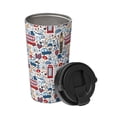 thumbnail image 2 of Picia London Symbols1 Pattern 500ml Carry Insulated Coffee Mug, Stainless Steel Travel Mug with Hidden Handle, Leak-Proof for Car, Office, Home, and Outdoor Use, 2 of 8