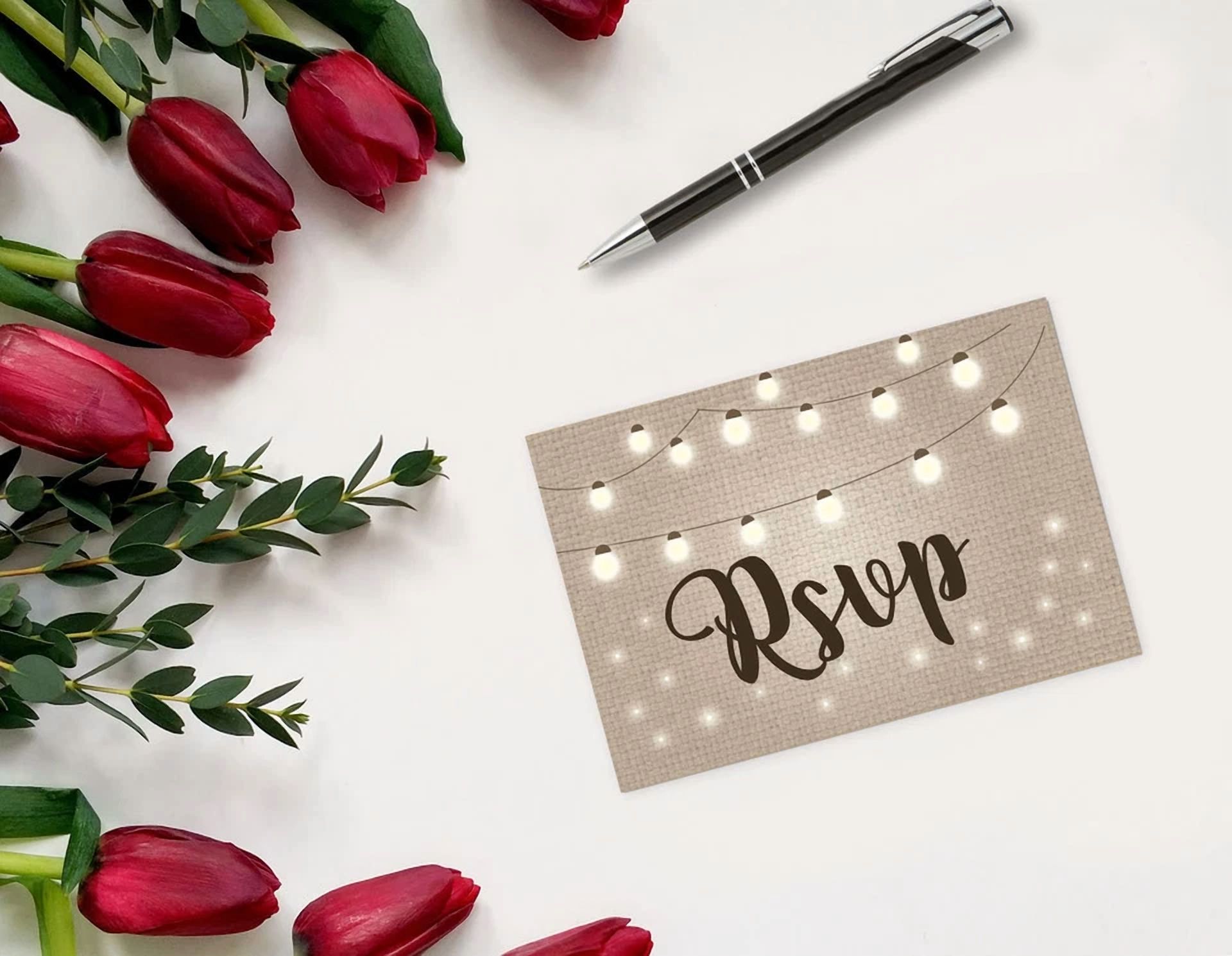 BUTTERFLY- Rustic Lights Rsvp Reply Postcards - 40 Wedding & Party Reply Postcards -B17004