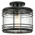 thumbnail image 6 of Possini Euro Design Modern Semi Flush Mount Outdoor Ceiling Light Fixture Black Geometric 11" Clear Seedy Glass for Exterior House Porch Patio Deck, 6 of 7