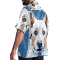 thumbnail image 3 of Pixel Dog Men's Short Sleeve Poplin Shirts, Casual Printed Button Down Tops for Summer Beach, Unisex with Spread Collar, 3 of 6