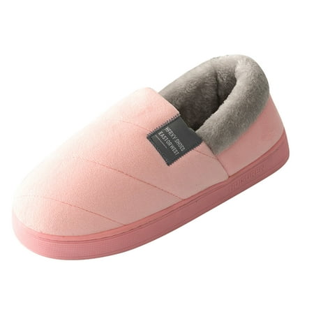 

TAIAOJING Winter Slippers For Women Men Couples Slip On Furry Plush Flat Home Winter Round Toe Keep Warm Slippers Shoes