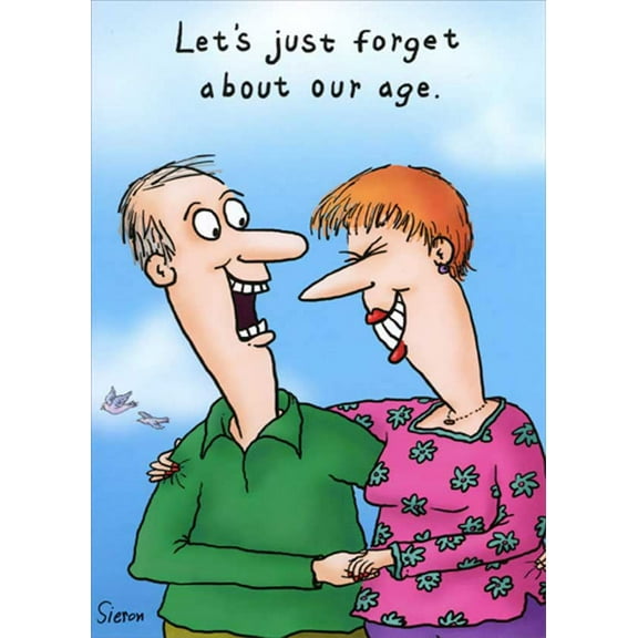 Oatmeal Studios Laughing Couple : Forget About Our Age Funny / Humorous Birthday Card