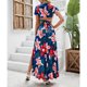 thumbnail image 4 of 2 unidades impreso vestido largo moda profundo V cuello floral impreso lado hendidura vestido para las mujeres azul oscuro S, 4 of 8