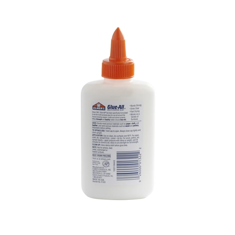 Elmer's Glue-All Multi-Purpose Liquid Glue, Extra Strong, Make Slime and  Bond Materials Like Paper, Fabric, Wood, Ceramics, Leather, and More 4 Oz,  White, Case of 24 – AUK Sales