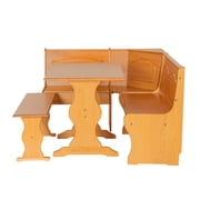 Linon Chelsea 3-Piece Farmhouse Indoor Corner Dining Nook with Storage, Natural