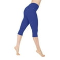 thumbnail image 5 of Women's Low Rise Yoga Pants - Slim Fit 3/4 Length Hip Lift Stretchy Leggings for Workout & Lounge ,Royal Blue,M, 5 of 8