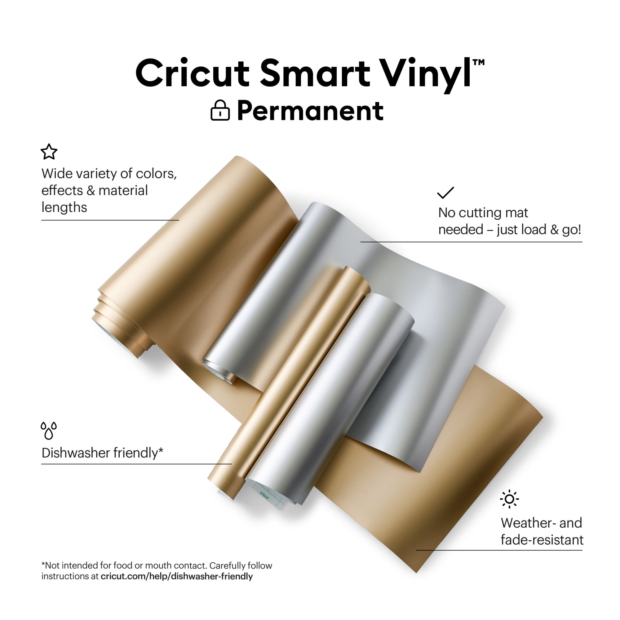 Cricut® Smart Vinyl™ – Permanent(12 ft) - White, 13 x 144 