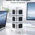 thumbnail image 4 of Power Strip Tower Surge Protector, 18-in-1 3-Tier Charging Station with 16 AC Outlets, 2 USB Ports, 9FT Heavy Duty Extension Cord, Independent Switches, 4 of 7