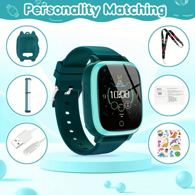 OUSITAID Montre Intelligente 4G pour Enfants avec Traqueur GPS, Montre pour Enfants de 4 à 12 Ans - Inclut Appel Vidéo Bidirectionnel, Chat, Alertes SOS, Application - Cadeau d'Anniversaire Amusant et Éducatif