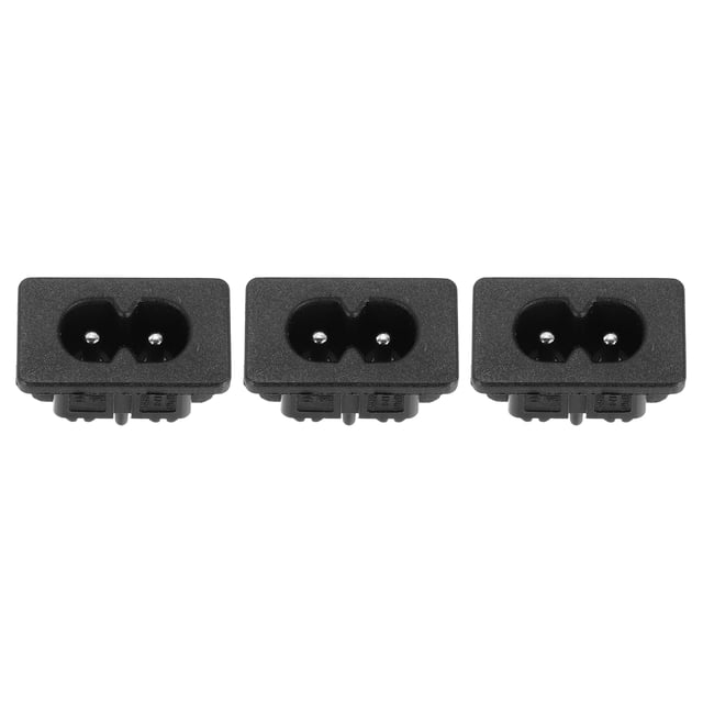 C8 Panel Mount Plug Adapter, 250V AC 2.5A 2 Pins IEC Inlet Module Plug Power Connector Socket Straight 3 Pcs