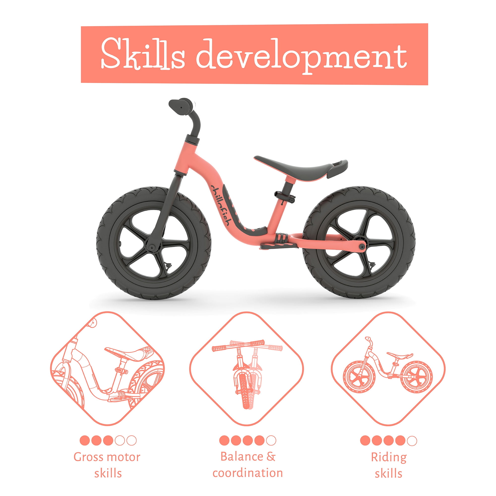 Chillafish Flamingo Charlie Sport Lightweight Toddler Balance Bike with Carry Handle, Integrated Footrest, Handlebar Foam, Adjustable Seat and Handlebar, Puncture-Proof 12" RS Tires, Kids 2-5 Years