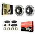 thumbnail image 1 of Transit Auto Rear Coated Drilled Slotted Disc Brake Rotors and Semi-Metallic Pads Kit for Car Genesis G70 Kia Stinger KDF-101377, 1 of 11