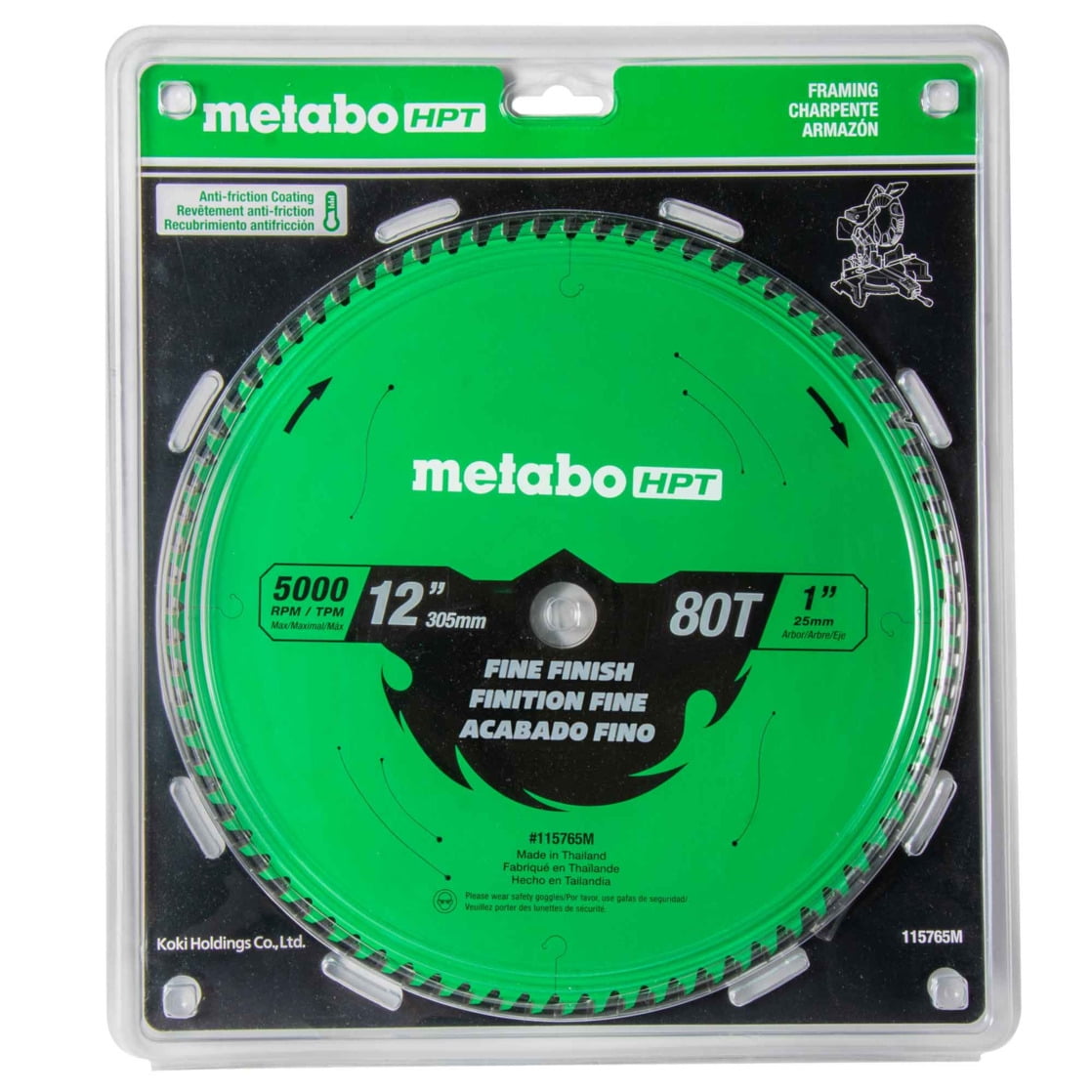 Metabo HPT 12-In Saw Blade for Miter Saw, 80-Tooth, 115765M
