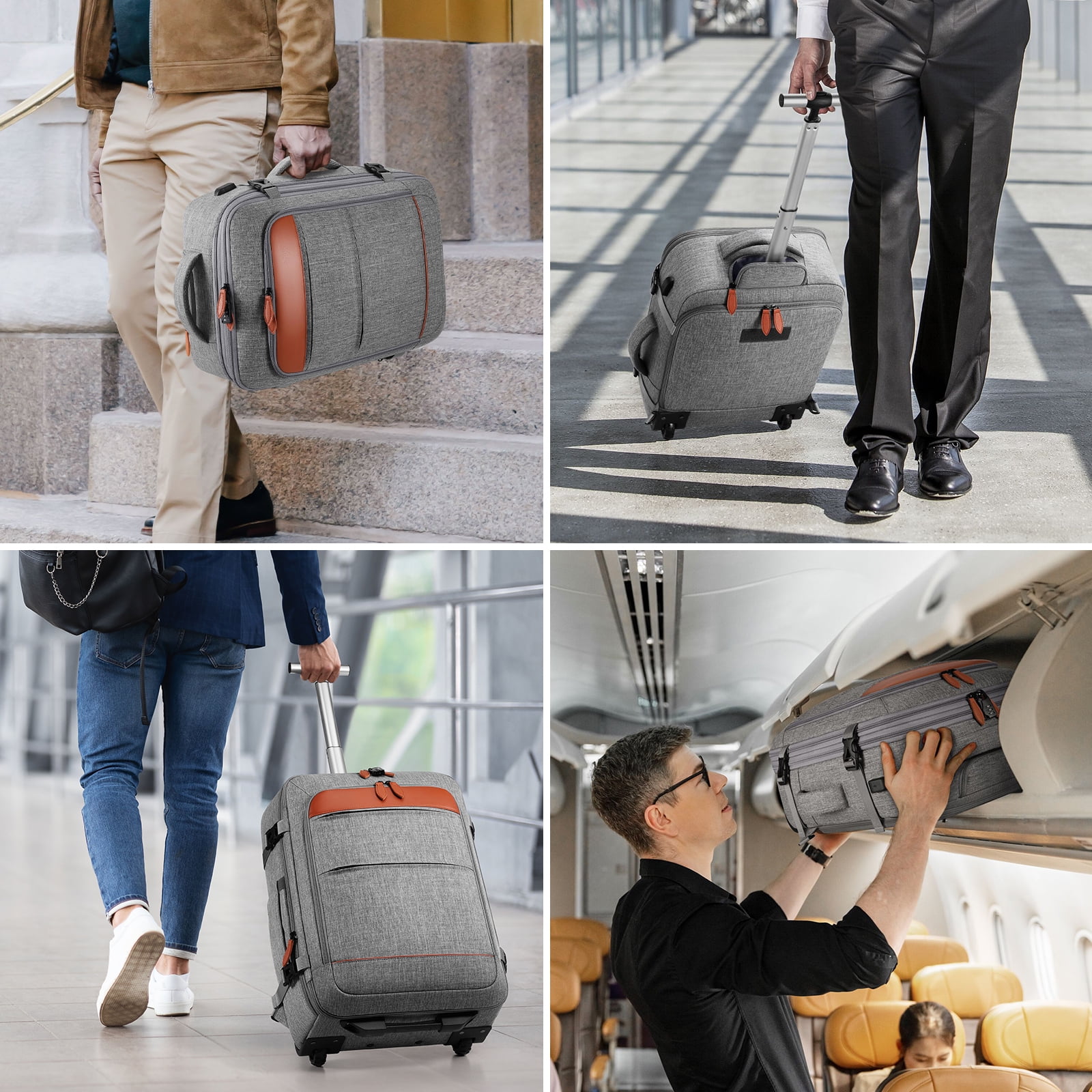 UKEIN Rolling Backpack for Adults Backpack with Wheels with USB Charging Port & Combination Lock Roller Backpack with Packing Cubes and Shoe Pocket