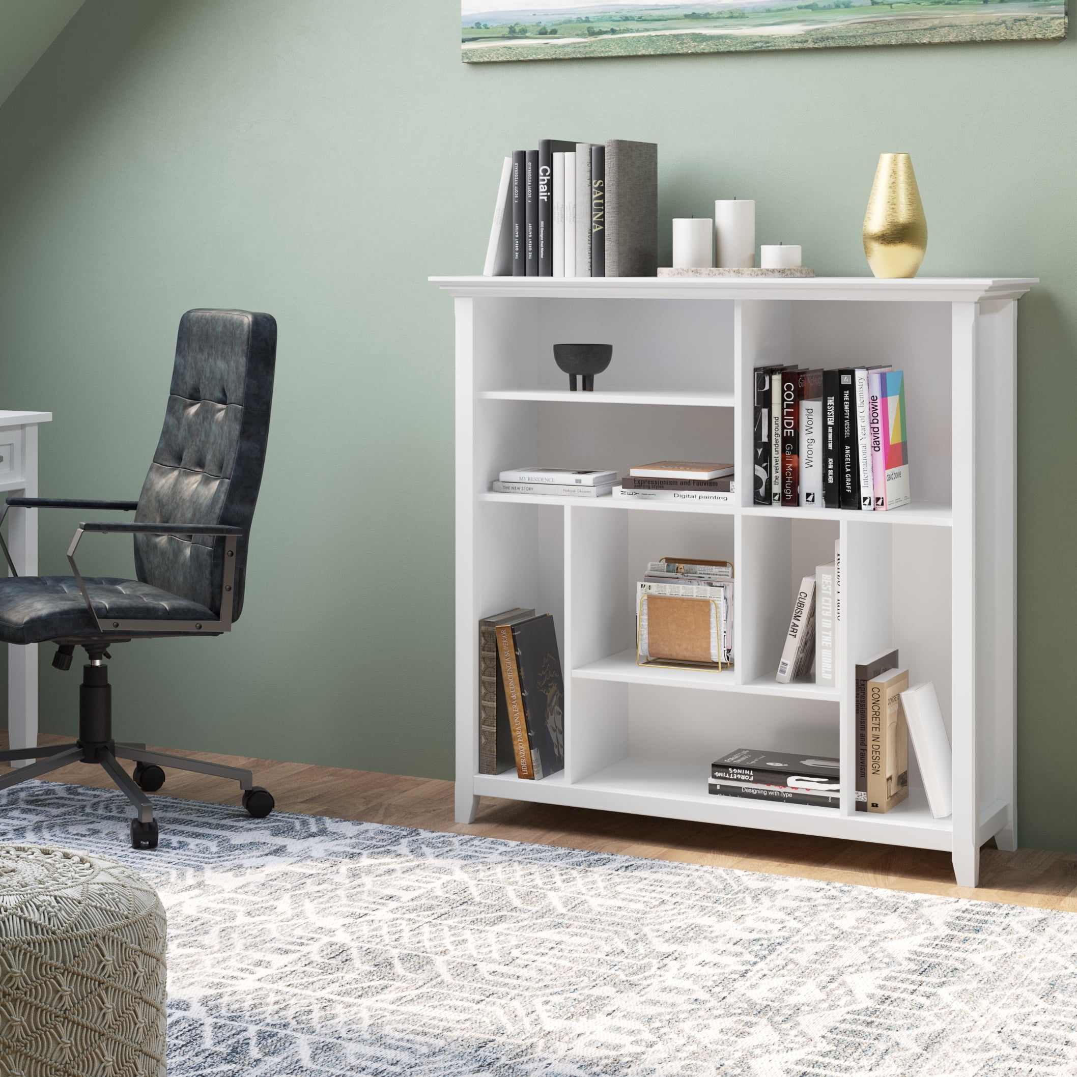 Simpli Home Amherst SOLID WOOD 44 inch x 44 inch Transitional Multi Cube Bookcase and Storage Unit in White