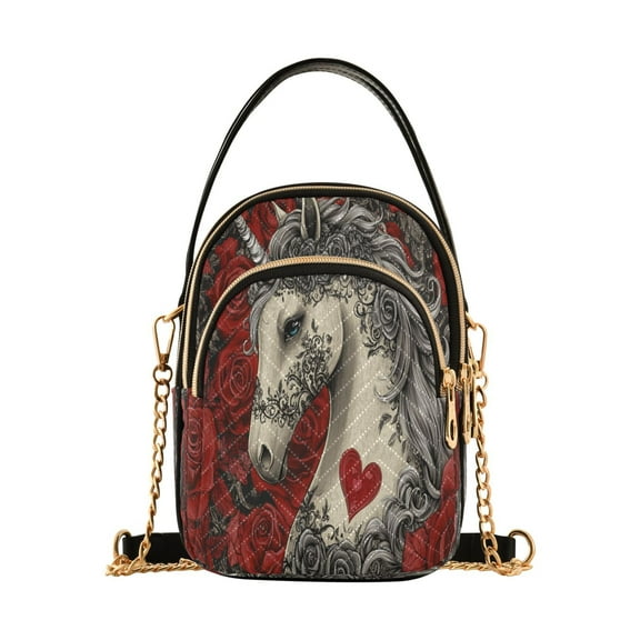 Cross Body Fashion Shoulder Waist Purse Bags Unicorn Roses Pocket Handbags