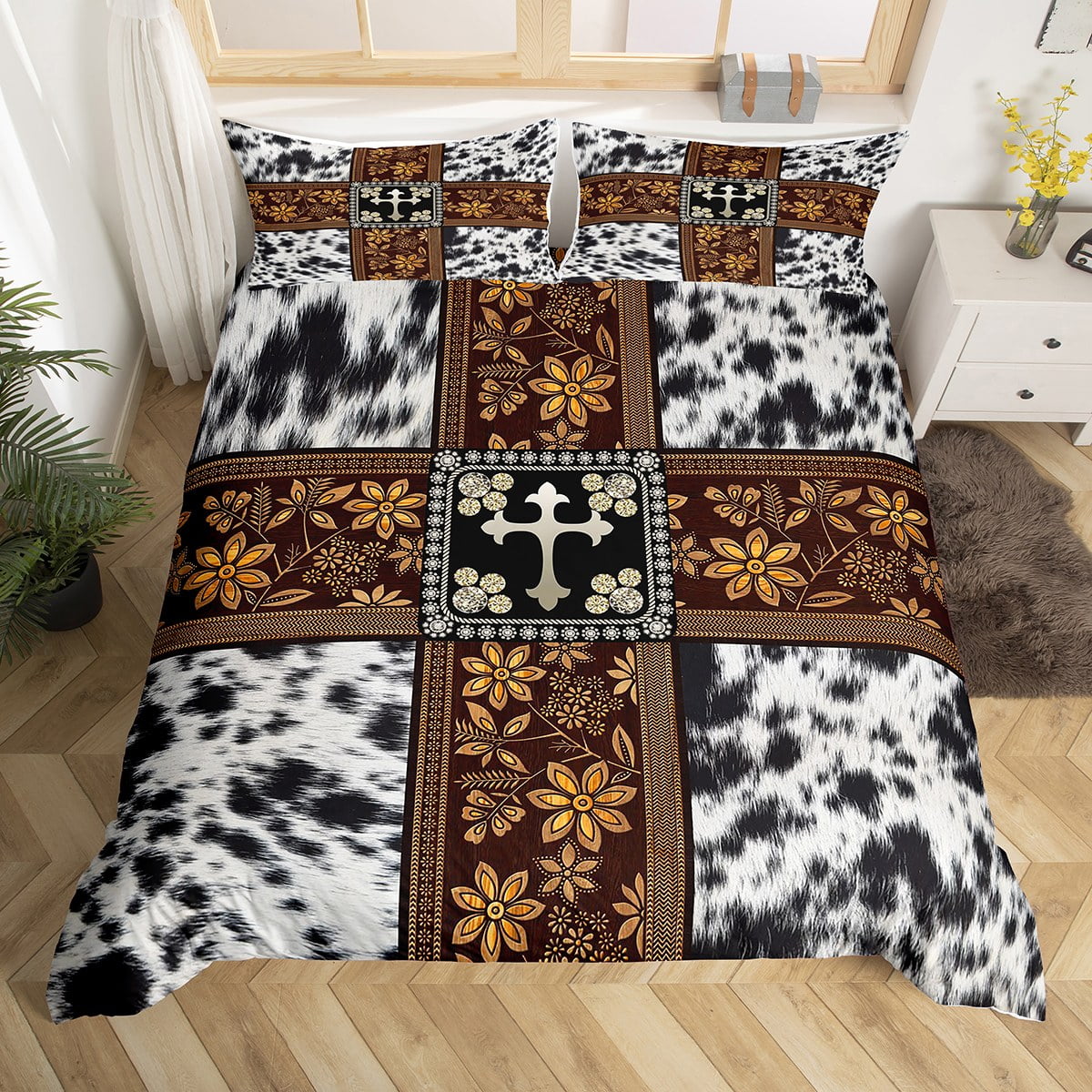 Cow Print Duvet Cover Twin Highland Cow Print Beddings for Boys Girls