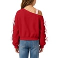 thumbnail image 6 of BLVB Girls off the Shoulder Sweatshirt Cute Long Sleeve Crop Pullover Tops Bowknot Fall Fashion Clothes for Teen Girls(Red,11-12 Years), 6 of 6