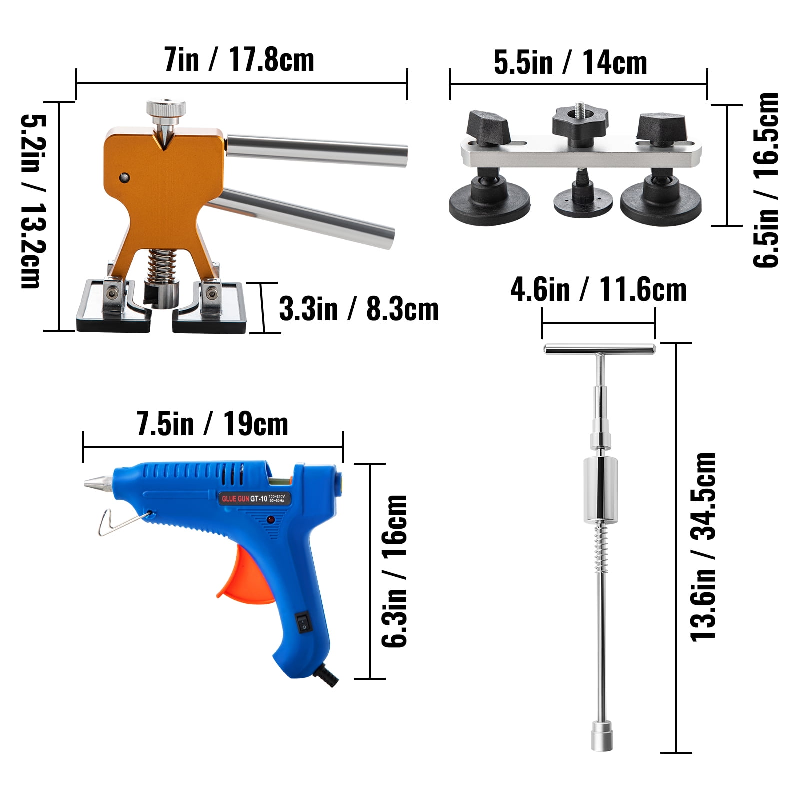 KFFKFF 89pcs Dent Repair Kit Dent Puller Tools Slide Hammer for Car Hail Damage Dent & Ding Remover