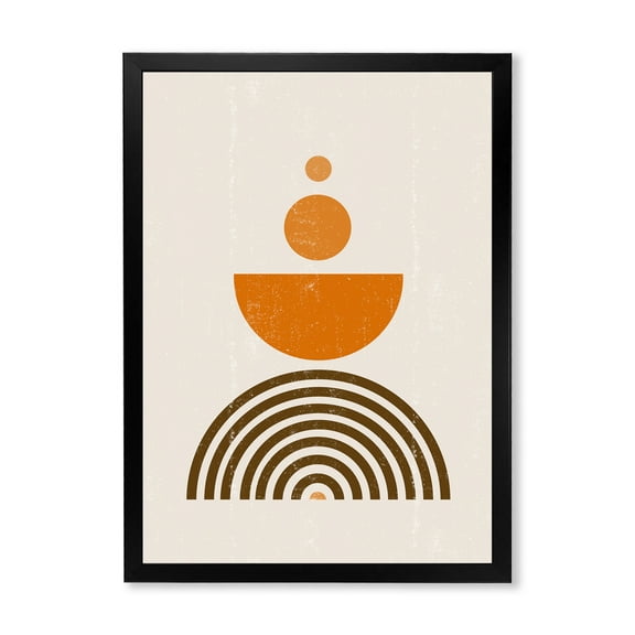 Designart 'Abstract Rainbow Moon and Sun In Earth Tones V' Modern Framed Art Print