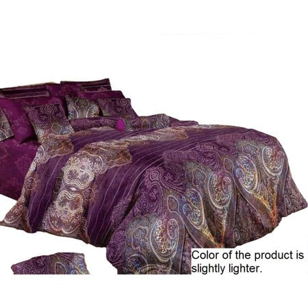 Swanson Beddings Purple Paisley 3 Piece Duvet Bedding Set Duvet