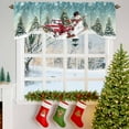 thumbnail image 3 of Christmas Truck Snowman Tie Up Valances Curtain, Xmas Tree Snowflakes Animal Teal Adjustable Rod Pocket Short Window Treatment Tie Up Curtains Valances for Kitchen Living Room Bathroom 42x18 Inches, 3 of 9
