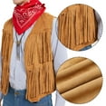 thumbnail image 2 of LNWUY Men's Western Cowboy Vest Casual Fringe Hippie Clothes Sleeveless Tassels Coat Suede Leather Waistcoat Yellow XXL, 2 of 8