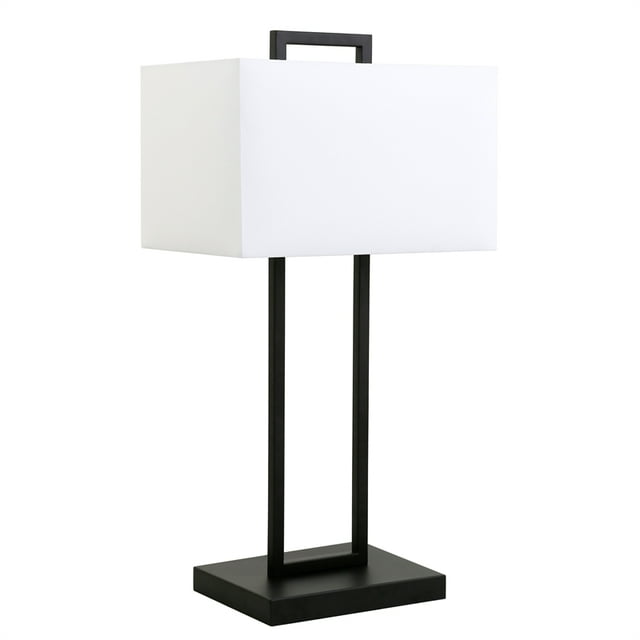 Henn&Hart 14" Blackened Bronze Metal/Fabric Table Lamp