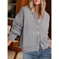 thumbnail image 4 of Gynyvoja Long Sleeve Crewneck Button Down Womens Sweaters Spring Open Front Chunky Cardigan for Women Gray M, 4 of 9