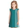 thumbnail image 1 of Fotbe Teal Color Vestido de Dormir para Niñas de 3 a 10 Años, Mangas Cortas, Estilo Princesa, Pijama Camisón con Mangas Voladas-Medium, 1 of 6