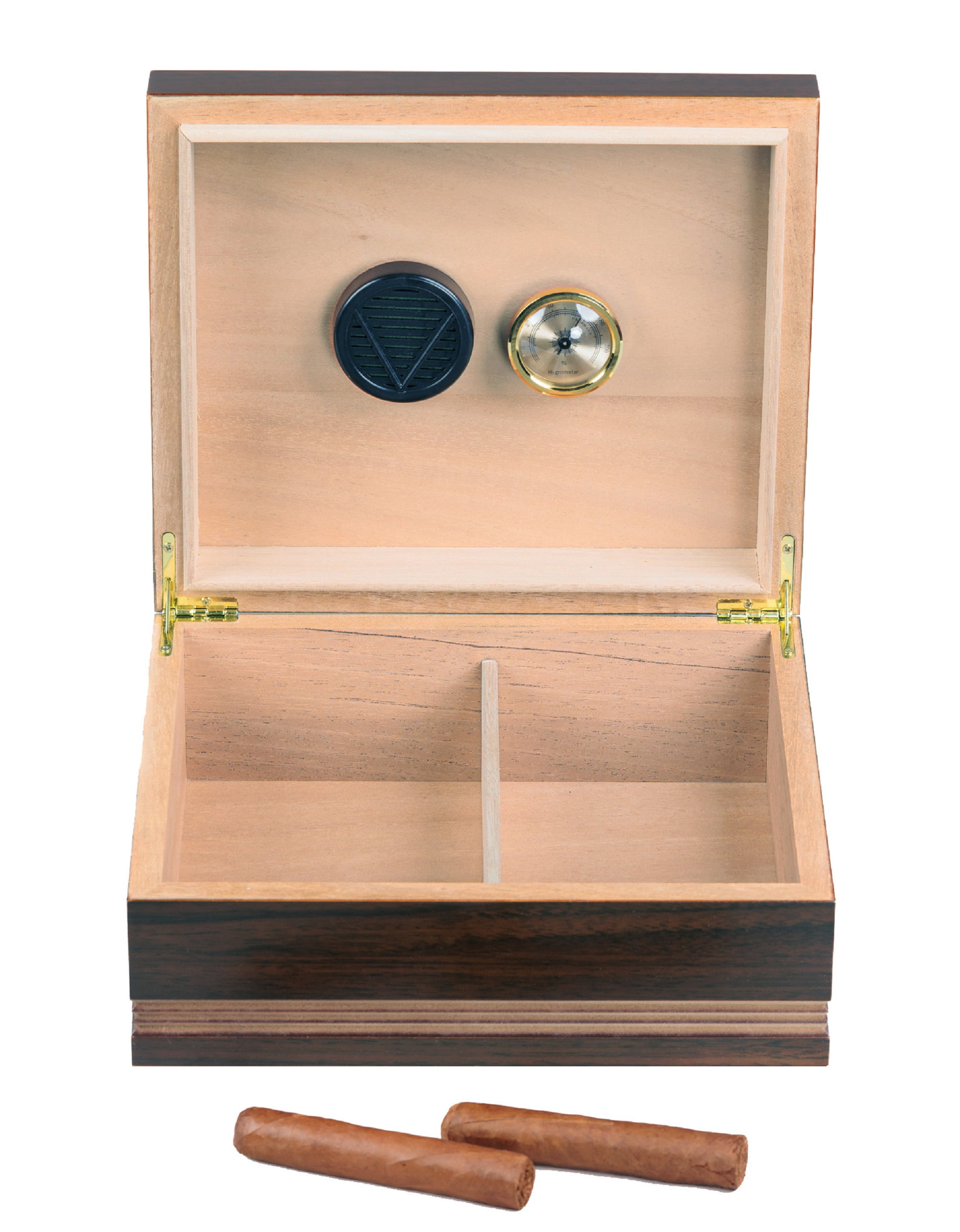 Duke Routed Edge Design Cigar Humidor - Rich Almond Finish - Capacity: 25 to 50