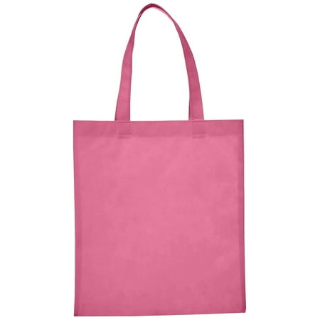 Reusable Convention - Conference Tote Bags Non Woven Bright Colors for Promotions, Giveaway Favors, Light Pink, Set of