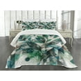 thumbnail image 2 of Ambesonne Teal Quilted Bedspread Set 3 Pcs, Dreamy Leaves Jumble Futurist, King Size, Seafoam Fern Green Grey, 2 of 4