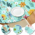 thumbnail image 4 of Spring Tablecloth with Floral Design and Elastic Edge, Reusable and Durable Polyester Material, Fits 44-52 Inch Round Dining Table, 4 of 6