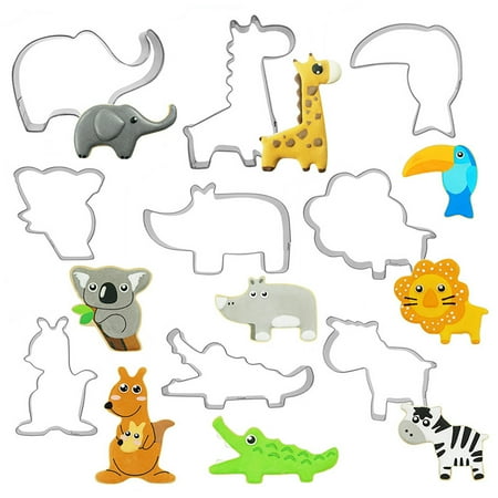 

9Pcs Cookie Cutter Cute Animal Shape Reusable Easy to Clean Quick Demoulding BPA Free Make Cookies Stainless Steel Elephant Giraffe Biscuit Mold for Biscuit Shop