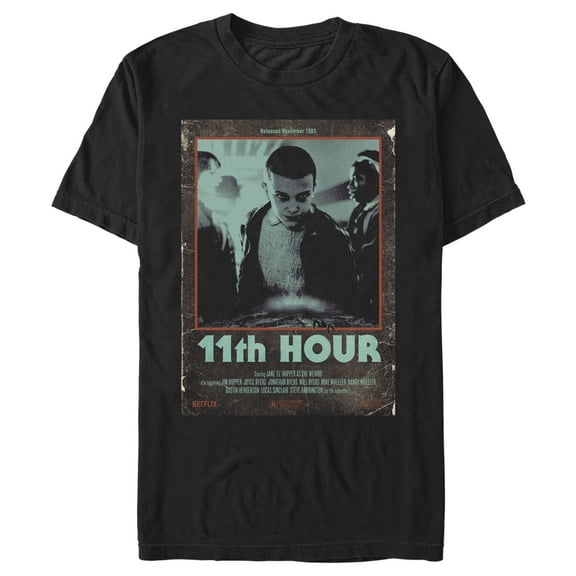 Netflix Men's Stranger Things Eleven 11th Hour Retro VHS Cover Graphic T-Shirt