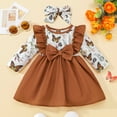 thumbnail image 2 of Coerni Toddler Baby Girls Long Sleeve Dress Toddler Floral Print Casual Dresses Bowknot Princess Dress with Headband Outfits, 2 of 8