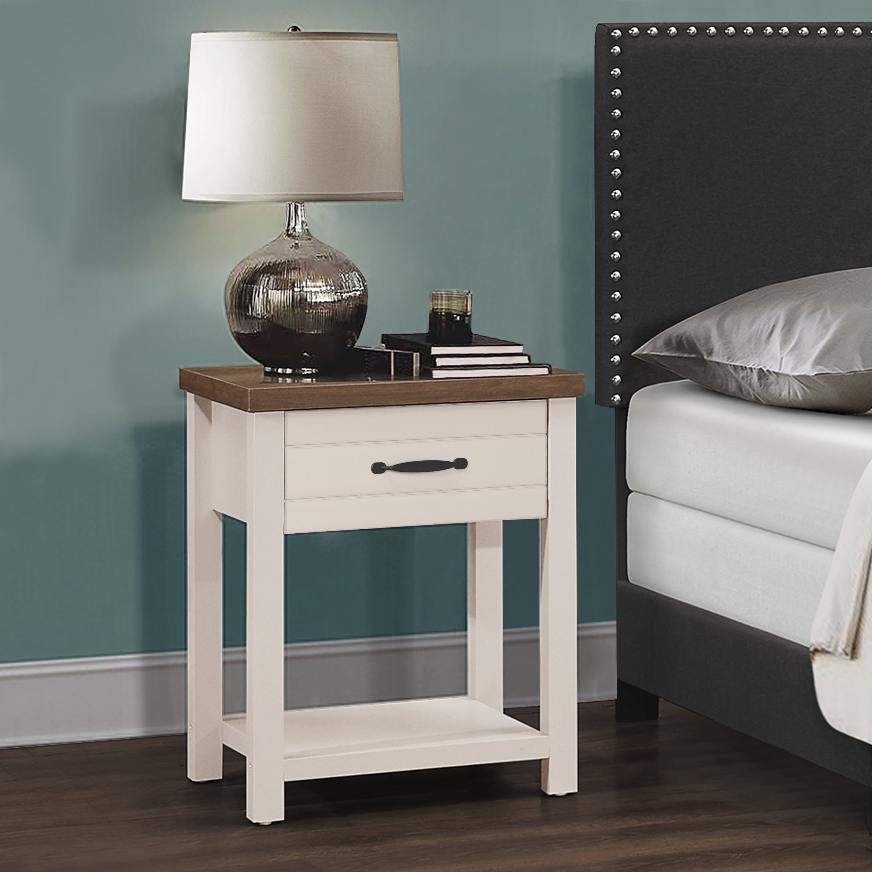 Lancaster farmhouse oak top rectangular nightstand set of 2 online
