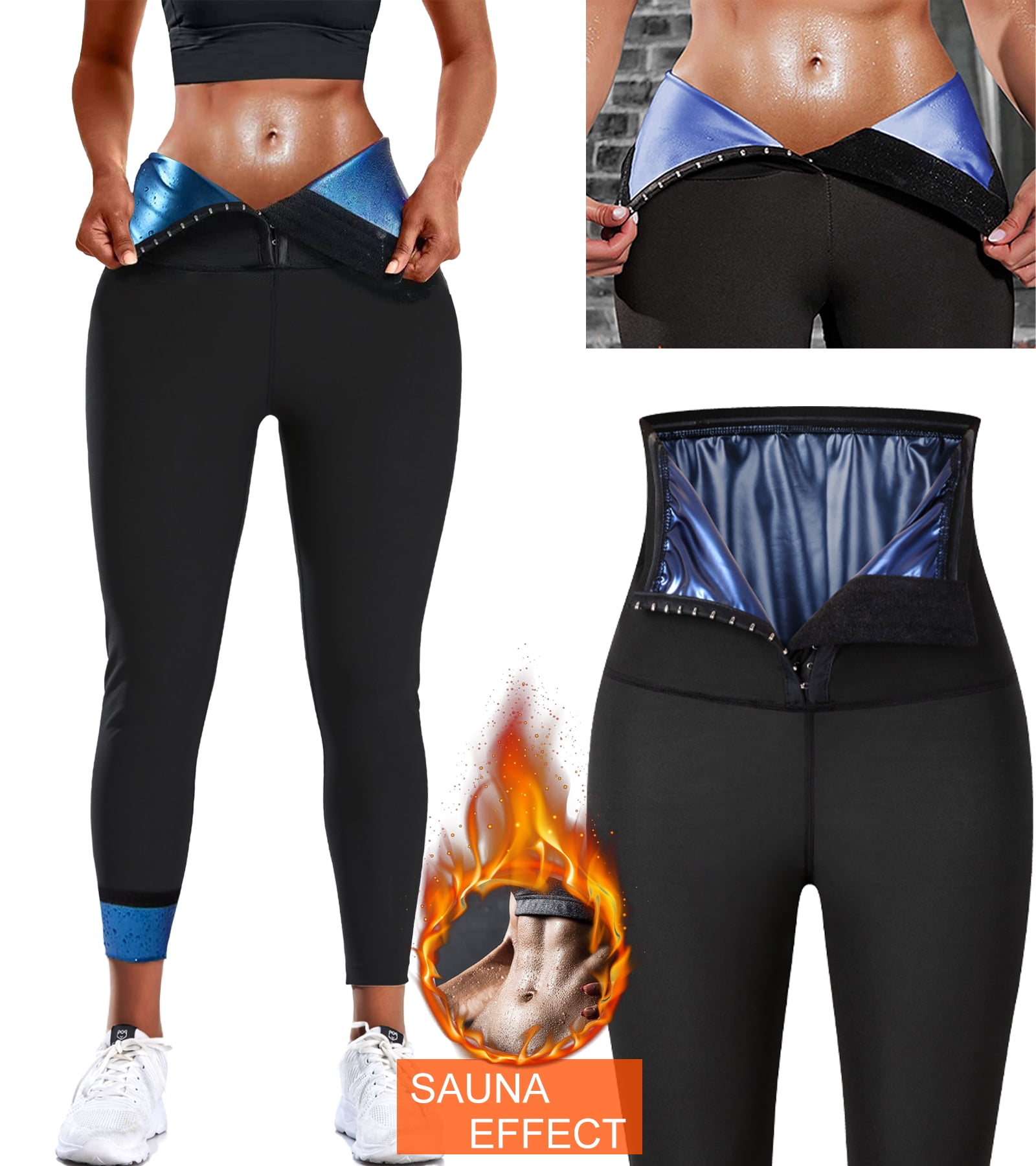UK Neoprene Women Fitness Sweat Sauna Legging Capri Pants Slimming Body Shaper 