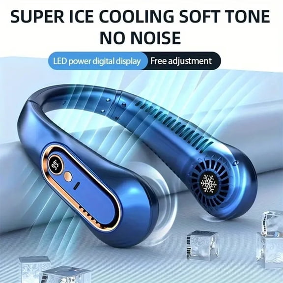 2026 New Best Sellers Wearable Bladeless Neck Fan, Portable Air Cooler Personal Hanging Cooling Fan with 5‑Speed Gears Adjustment, LED Digital Display, Hands‑Free Rechargeable Fan for Outdoor Sports