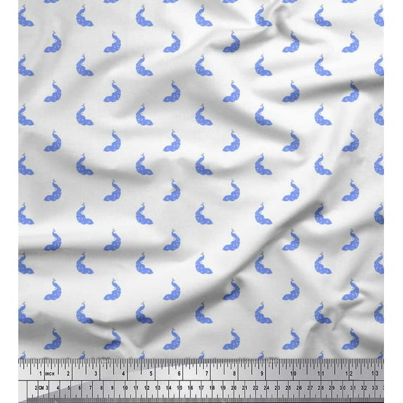 Soimoi Rayon Fabric Peacock Shirting Printed Craft Fabric by The Yard 42 Inch Wide