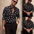 thumbnail image 6 of TIHLMK T-Shirts Blouse Men's Fashion Loose Casual Long-sleeved Polka Dot Printed Shirt Top Blouse Black, 6 of 9
