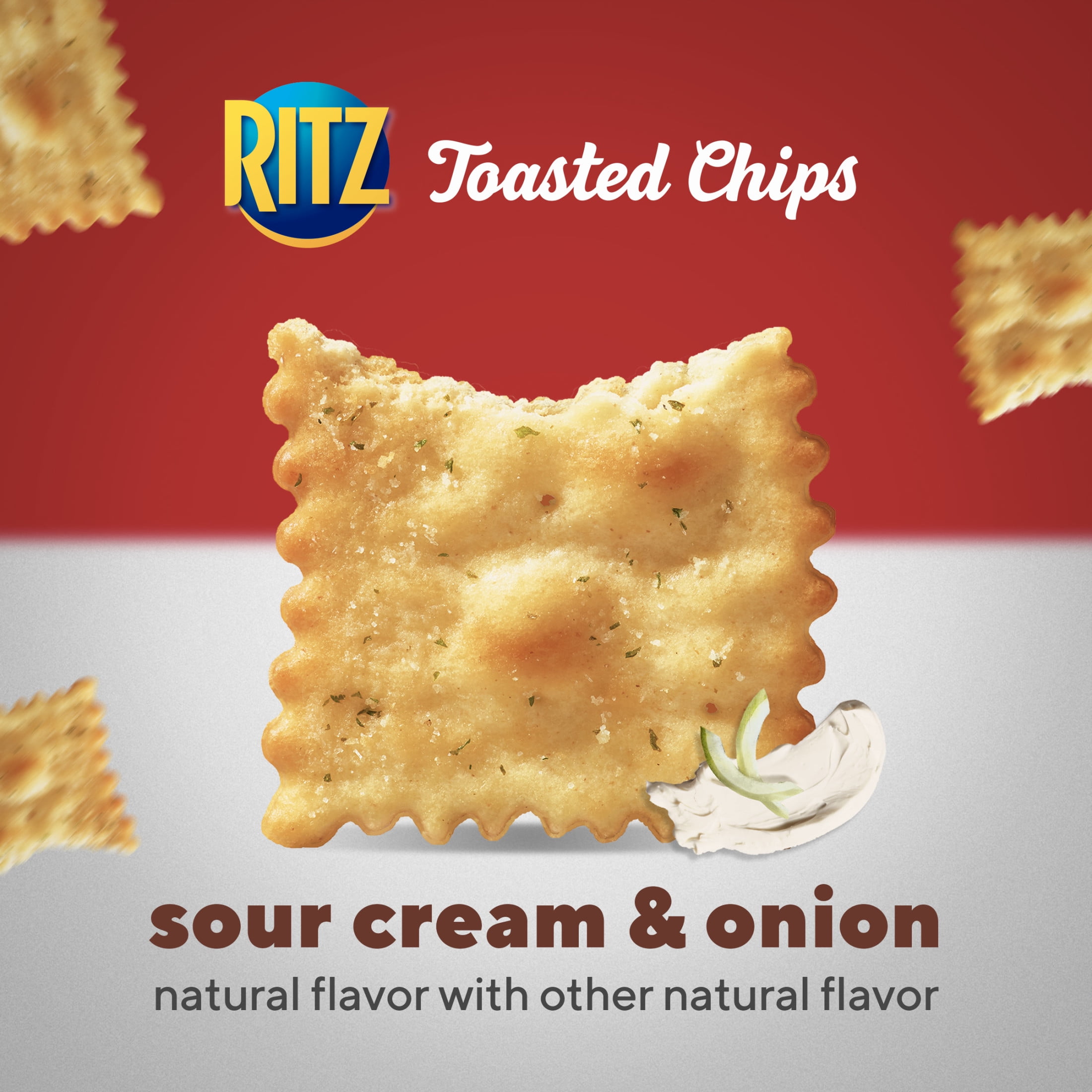 RITZ Toasted Chips Sour Cream and Onion Crackers, Party Snacks, 8.1 oz