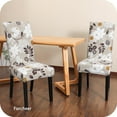 thumbnail image 4 of Chair Covers for Dining Chairs Set of 4,Beige Floral Stretch Dining Room Chair Cover Kitchen Parsons Chair Slipcovers (Pack of 4, Beige+Floral), 4 of 6