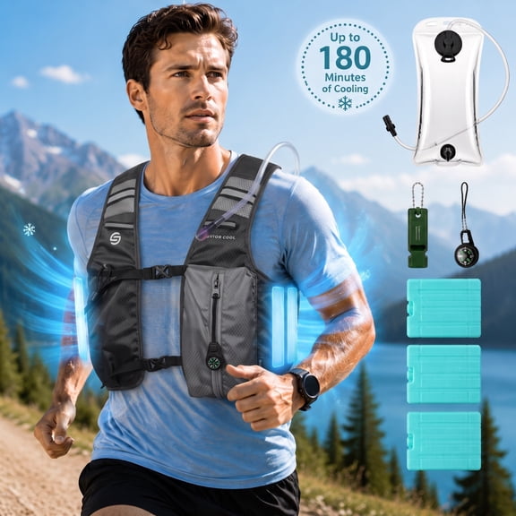 Lightweight Cooling Hydration Vest for Men and Women With 2L Water Bladder 3 Removable Cooling Packs 22L Storage Outdoor Hydration Pack for Hot Weather Hiking Cycling Training