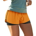 thumbnail image 4 of BXIN Women's 2 in 1 Running Shorts for Gym Yoga Workout Athletic Shorts High-Waisted Shorts with Liner Pockets Orange M, 4 of 6