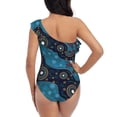 thumbnail image 5 of Picia Bohemian Turtle Pattern Women's One Piece Swimsuits,One Shoulder Swimwear Asymmetric ,Ruffle Monokinis Bathing Suits,High Waisted Flattering Bathing Suits-Medium, 5 of 8