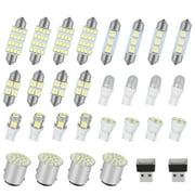 LED Car Interior White Light Bulbs, Lingsida 30Pcs LED SMD Bulbs Kit Set Spare Parts for Car Interior Dome Map Door Courtesy License Plate Lights, T10 194 168 2825 C5W W5W Replacement, White