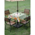 thumbnail image 3 of Outdoor Tablecloth with Umbrella Hole and Zipper, Easter Square Table Cloth 60x60 Inch Waterproof Tablecloth, Spring Watercolor Bunny Eggs Wooden Grain Green Picnic Table Cover for Patio Camping, 3 of 7
